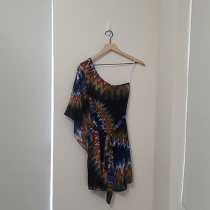 One Shoulder Mini Colorful Dress-Meduim